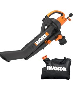 WORX WG505 Trivac 12 Amp 3-in-1 Electric Leaf Blower/Leaf Vacuum/Mulcher, Metal Impeller for Fine Mulching