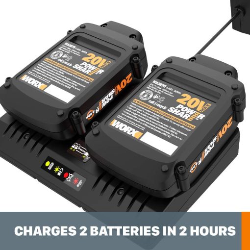 Worx WA3875 20V Li-ion Dual Port 2 Hour Charger - Image 6