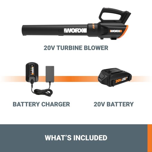 WORX WG547 20V Cordless Leaf Blower, Electric Blower with Turbine Fan, Blowers for Lawn Care with 2 Speed Control, Battery & Charger Included - Image 2