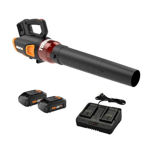 WORX WG584 40V Cordless Leaf Blower, Electric Blower for Lawn Care wth Brushless Motor, 2 Batteries & Charger Included