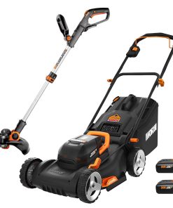 WORX WG911 20V PowerShare Lawn Mower and Grass Trimmer (Batteries & Charger Included)