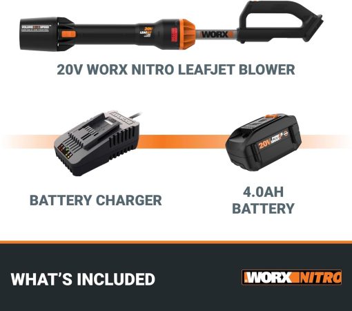 WORX Nitro WG543 20V Cordless Leaf Blower, Electric Blower with 410CFM & 130MPH, Blowers for Lawn Care with 3.8 Lbs, Battery & Charger Included - Image 2