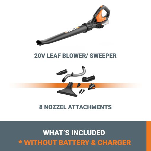 WORX WG545.9 20V Cordless Leaf Blower, Electric Blowers for Lawn Care with 120 MPH & 2.7 Lbs, Long Nozzle Design for Narrow Spaces with Cleaning Attachments, Battery & Charger Not Included - Image 3