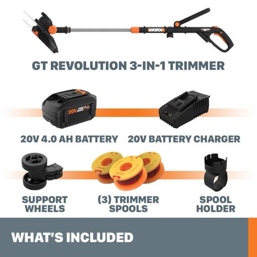 Worx GT Revolution 20V 12" String Trimmer Grass Trimmer/Edger/Mini-Mower, WG170.3 - Image 2