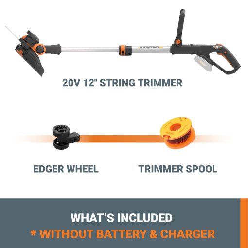 Worx String Trimmer Cordless 3.0 20V PowerShare 12" Edger & Weed Trimmer (Battery and Charger Not Included) WG163.9 - Image 4