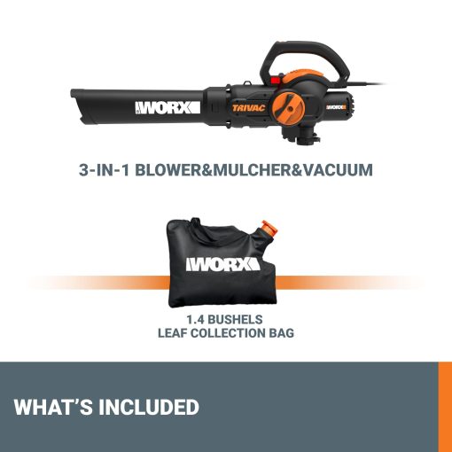 WORX WG512 12 Amp Trivac, 3 in 1 Electric Leaf Blower, Leaf Vacuum & Leaf Mulcher for Lawn Care - Image 2