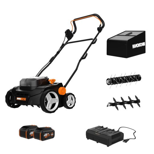 Worx Nitro 40V Cordless 14" Lawn Dethatcher w/ Brushless Motor, 2-in-1 Dethatcher and Scarifier Removes Deep Thatch, Dethatcher Cordless Tool to Improve Grass Health - 2 Batteries & Charger Included