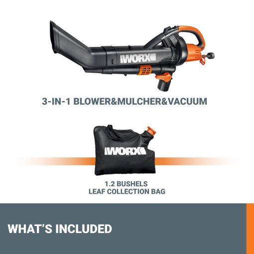 WORX WG509 12 Amp Trivac, 3 in 1 Electric Leaf Blower, Leaf Vacuum & Leaf Mulcher for Lawn Care - Image 2