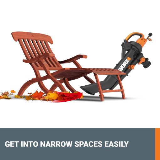 WORX Trivac 3-in-1 Electric Leaf Blower for Lawn Care, Leaf Mulcher/Leaf Vacuum with Bag, 350 CFM & 210 MPH, Leaf Shredder with Metal Impeller, Reusable Bag Included, Corded, WG505.2 - Image 4