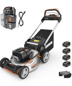 Worx Nitro 80V Cordless Lawn Mower, Electric Mower with Brushless Motor, 3-in-1 Self-Propelled Lawn Mower WG761-4 Batteries & Basecamp Charger Included