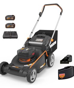 WORX Nitro 40V 21" Cordless Lawn Mower w/Aerodeck & Intellicut, Brushless Electric Mower Up to 1/2 Acre, Push Lawn Mower w/ 7-Position Height Adjustment WG752 – Batteries & Charger Included