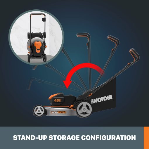 Worx Nitro 40V 20" Cordless Lawn Mower, 3-in-1 Electric Mower with Collapsible Handle, Push Lawn Mower with 7-Position Height Adjustment – 2 Batteries & Charger Included - Image 5