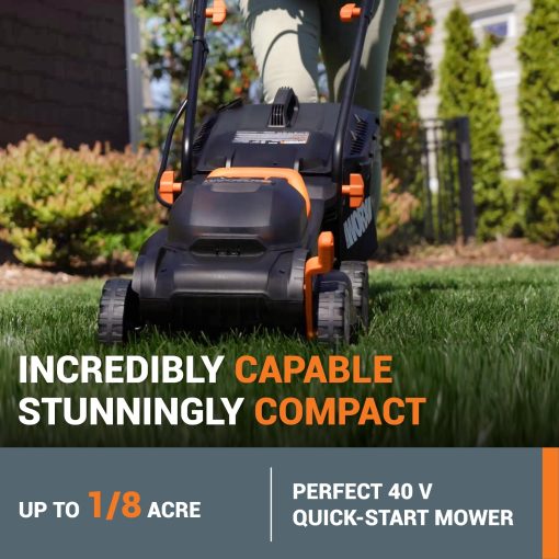 WORX 40V 14" Cordless Lawn Mower for Small Yards, 2-in-1 Electric Mower Cuts Quietly, Compact & Lightweight Push Lawn Mower with 6-Position Height Adjustment WG779 – 2 Batteries & Charger Included - Image 7