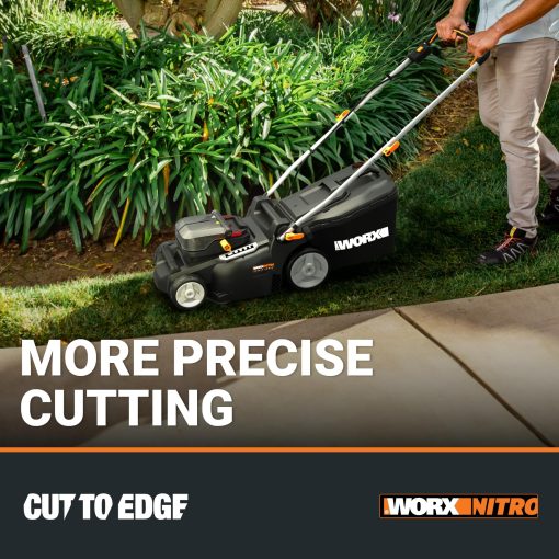 WORX Nitro 40V 16" Cordless Lawn Mower w/Brushless Motor 2.0 & Intellicut, 2-in-1 Electric Mower w/Mulch Blade, Lightweight Push Lawn Mower for 1/4 Acre WG737 – Batteries & Charger Included - Image 4