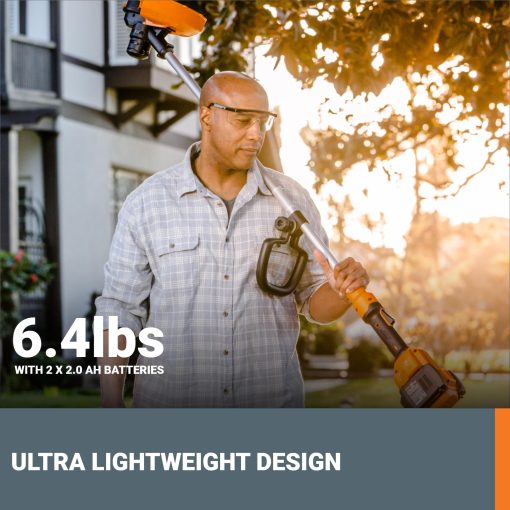 Worx WG183 40V 13" Cordless String Trimmer (Batteries & Charger Included), Black and Orange - Image 4