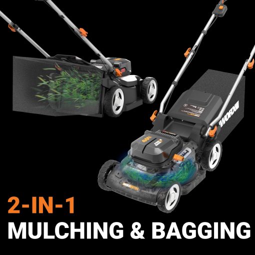 WORX 40V 17'' Cordless Lawn Mower for Medium Size Yards, 2-in-1 Electric Mower Cuts to Edge, Compact & Lightweight Push Lawn Mower with 6-Position Height Adjustment – 2 Batteries & Charger Included - Image 6