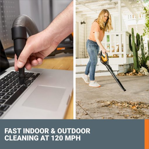 WORX WG545.1 20V Cordless Leaf Blower, Electric Blowers for Lawn Care with 120 MPH & 3.5 Lbs, Long Nozzle Design for Narrow Spaces with Cleaning Attachments, Battery & Charger Included - Image 10