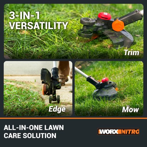 Worx Nitro 20V 13" Cordless String Trimmer with Brushless Motor, 3-in-1 Grass Trimmer Edger Mini-Mower, Lightweight Weed Trimmer COMMAND FEED Instant Line Advancement WG173– Battery & Charger Included - Image 8