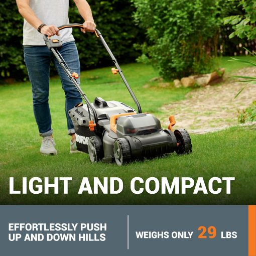 WORX 40V 14" Cordless Lawn Mower for Small Yards, 2-in-1 Electric Mower Cuts Quietly, Compact & Lightweight Push Lawn Mower with 6-Position Height Adjustment WG779 – 2 Batteries & Charger Included - Image 6