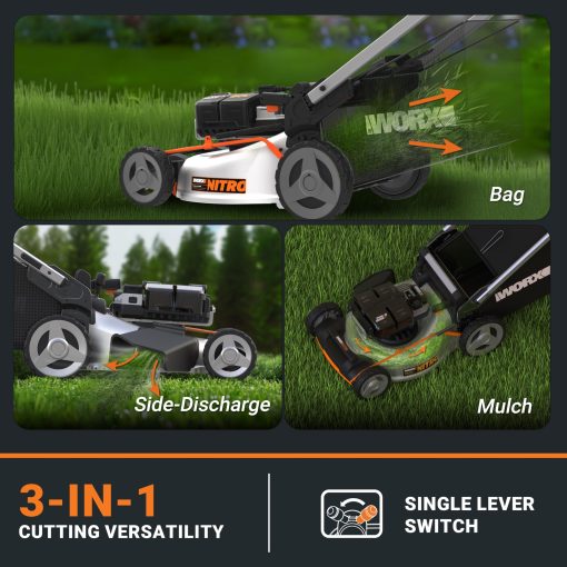 Worx Nitro 80V Cordless Lawn Mower, Electric Mower with Brushless Motor, 3-in-1 Self-Propelled Lawn Mower WG761-4 Batteries & Basecamp Charger Included - Image 4