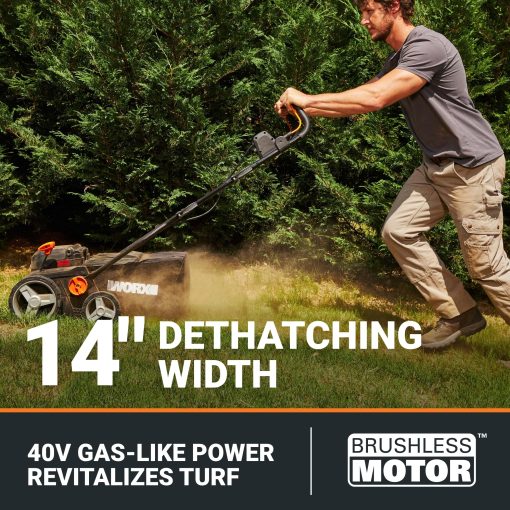 Worx Nitro 40V Cordless 14" Lawn Dethatcher w/ Brushless Motor, 2-in-1 Dethatcher and Scarifier Removes Deep Thatch, Dethatcher Cordless Tool to Improve Grass Health - 2 Batteries & Charger Included - Image 10