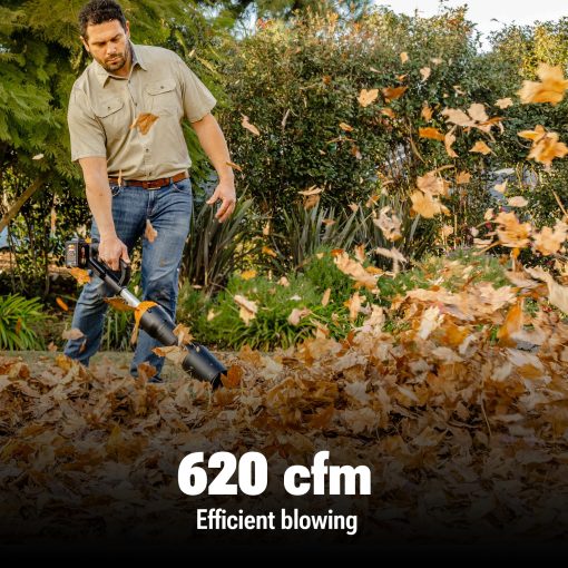 WORX Nitro WG585 40V Cordless Leaf Blower, Electric Blower with 620CFM & 165MPH, Blowers for Lawn Care with Brushless Motor & 3 Speed Control, 2 Batteries & Charger Included - Image 7