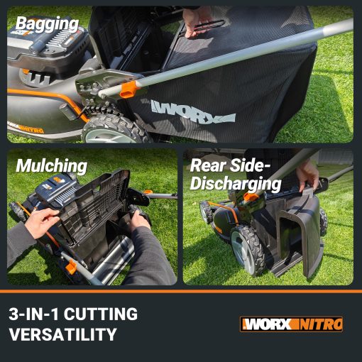 WORX Nitro 40V 21" Cordless Lawn Mower w/Aerodeck & Intellicut, Brushless Electric Mower Up to 1/2 Acre, Push Lawn Mower w/ 7-Position Height Adjustment WG752 – Batteries & Charger Included - Image 6