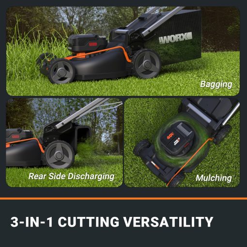 WORX Nitro 40V 21" Cordless Lawn Mower with Aerodeck & Intellicut, Electric Mower with Variable Speed, Self-propelled Lawn Mower WG760 – (2) PowerShare 5.0Ah Batteries & Charger Included - Image 4