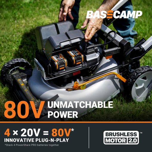 Worx Nitro 80V Cordless Lawn Mower, Electric Mower with Brushless Motor, 3-in-1 Self-Propelled Lawn Mower WG761-4 Batteries & Basecamp Charger Included - Image 6